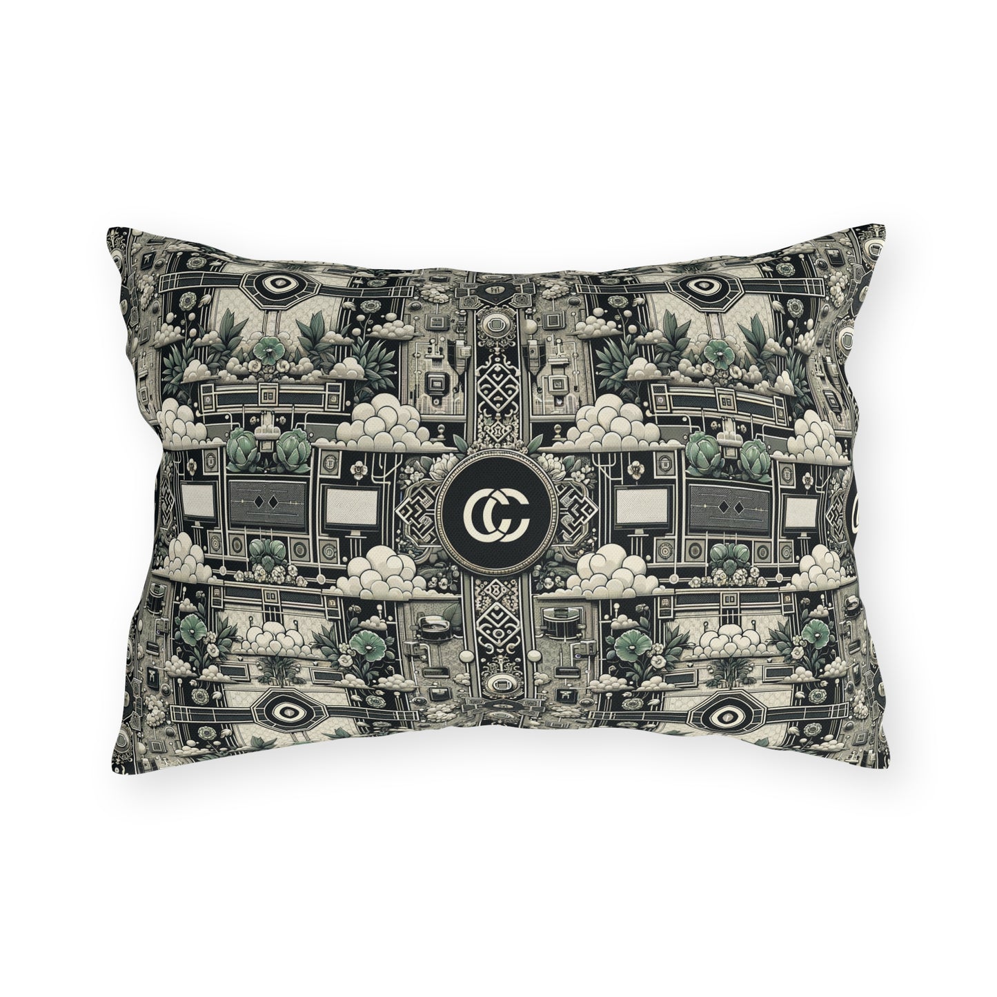 Cyber Garden Party Tech Garden Extravaganza Outdoor Pillow - 8404 Design-54