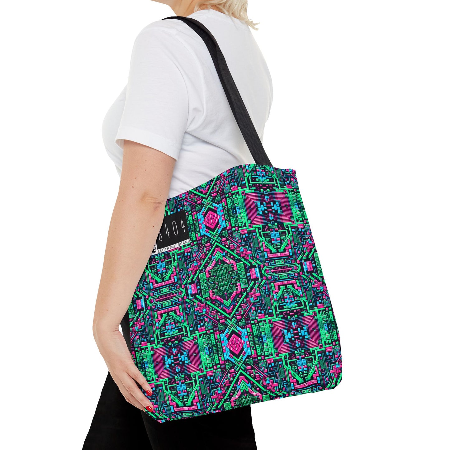 Digital Glitch Vibes Tech-Inspired Streetwear Tote Bag - 8404 Design-71