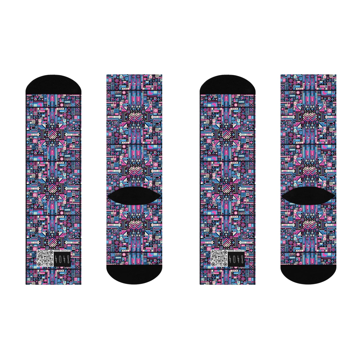 Digital Rebellion Youthful Streetwear with a Rebellious Digital Twist Cushioned Crew Socks - 8404 Design-65