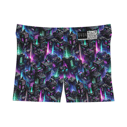 Tech Noir Graphics Futuristic Tech Aesthetics Women's Shorts - 8404 Design-55