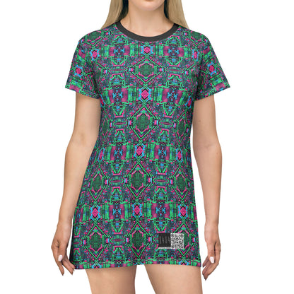 Digital Glitch Vibes Tech-Inspired Streetwear T-Shirt Dress - 8404 Design-71