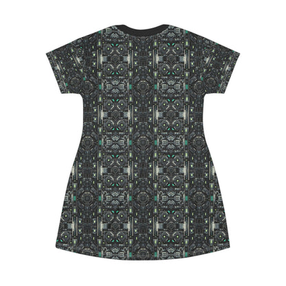 Tech Noir Tech-Forward Minimalism T-Shirt Dress - 8404 Design-52