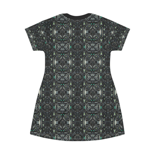 Tech Noir Tech-Forward Minimalism T-Shirt Dress - 8404 Design-52