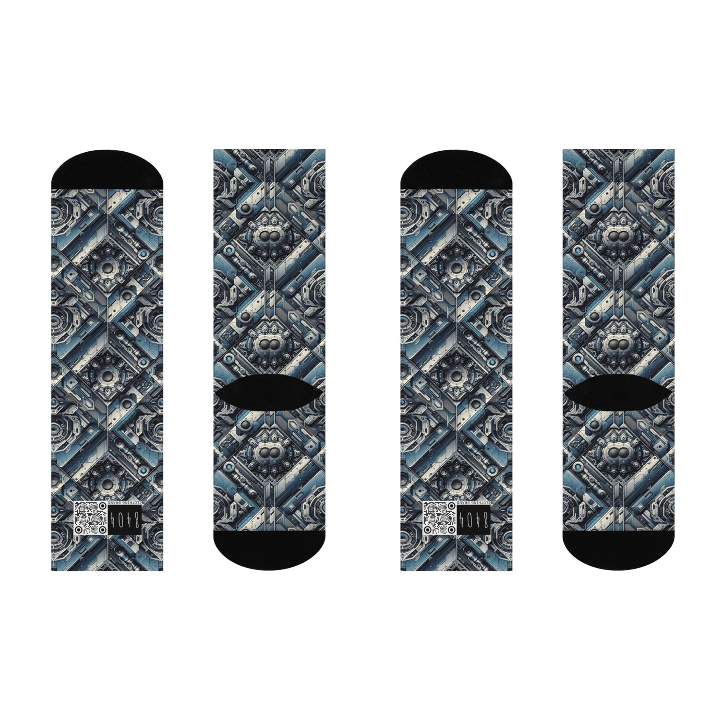 Tech Utility Fusion Tech-Forward Utility With a Futuristic Edge Cushioned Crew Socks - 8404 Design-43