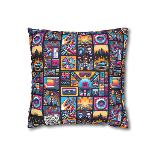 Digital Pop Culture Mashup Maximalist Pop Faux Suede Square Pillowcase - 8404 Design-52