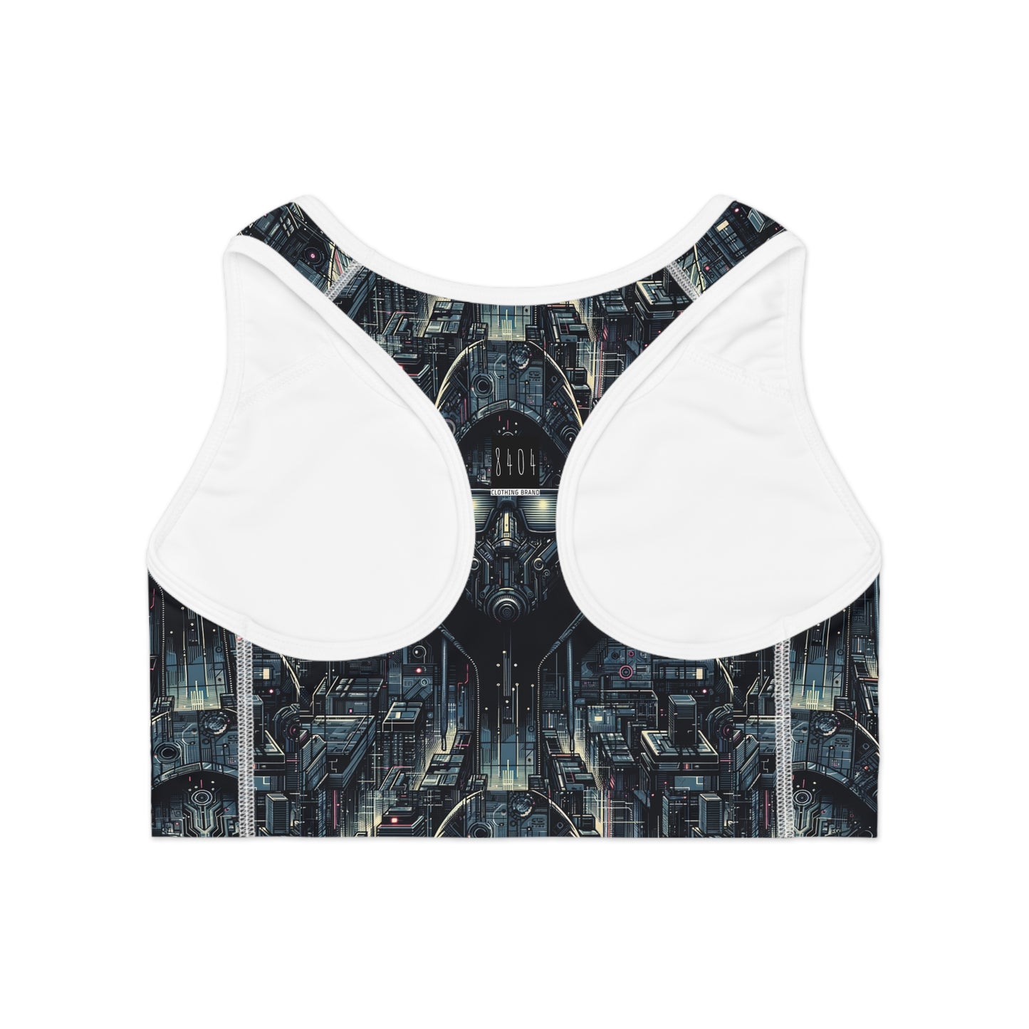Tech Noir Aesthetics Sleek Tech Streetwear Sports Bra - 8404 Design-56