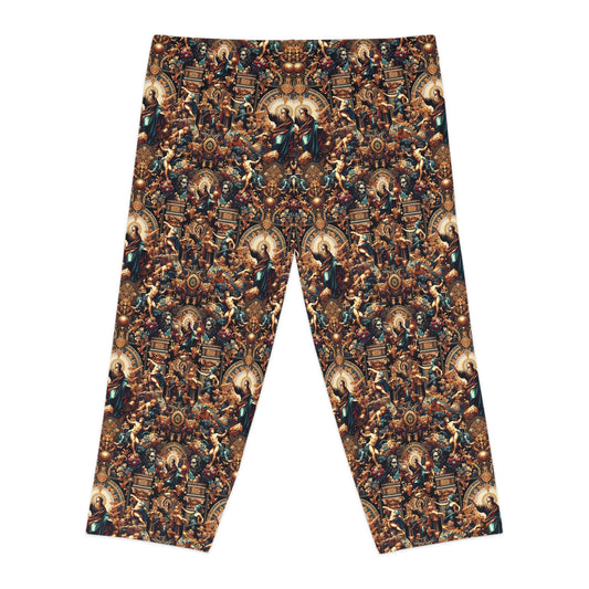 Digital Renaissance Luxurious Streetwear Inspired By Classical Art With a Modern Twist Women's Capri Leggings - 8404 Design-64