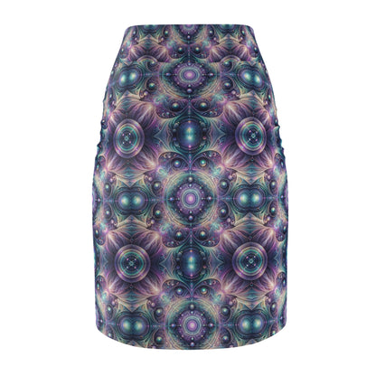 Iridescent Tech Fusion Tech-Forward Streetwear Women's Pencil Skirt - 8404 Design-61