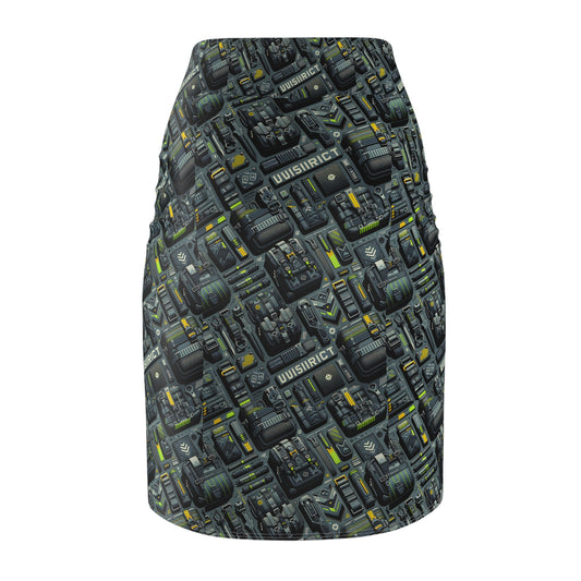 Tech Utility Streetwear Futuristic Tech-Forward Women's Pencil Skirt - 8404 Design-47