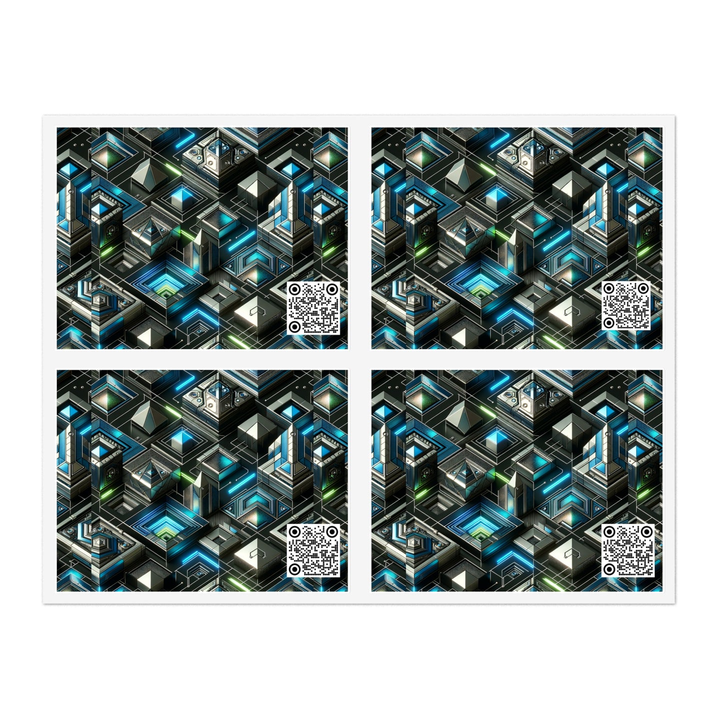 Tech-Infused Futurism Futuristic Tech Sticker Sheets - 8404 Design-61