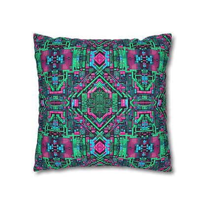 Digital Glitch Vibes Tech-Inspired Streetwear Spun Polyester Square Pillowcase - 8404 Design-71