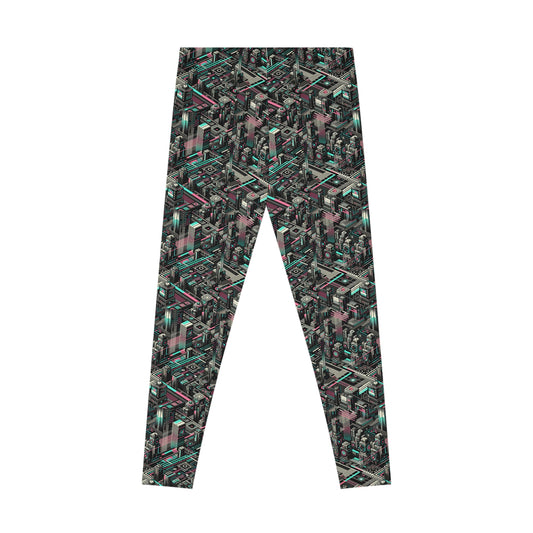 Digital Dreamland Tech-Inspired Streetwear Stretch Leggings - 8404 Design-51