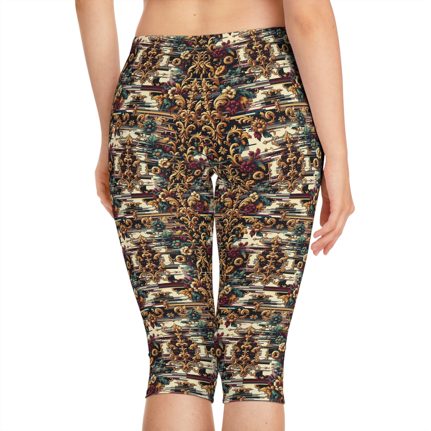 Digital Renaissance Modern Baroque Fusion Women's Capri Leggings - 8404 Design-63