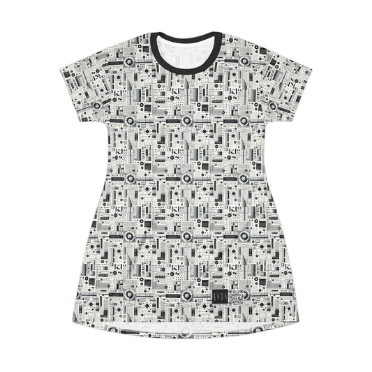 Digital Minimalism Minimalist Tech T-Shirt Dress - 8404 Design-53
