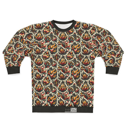 Fire & Flames Bold Streetwear Statement Sweatshirt - 8404 Design-57