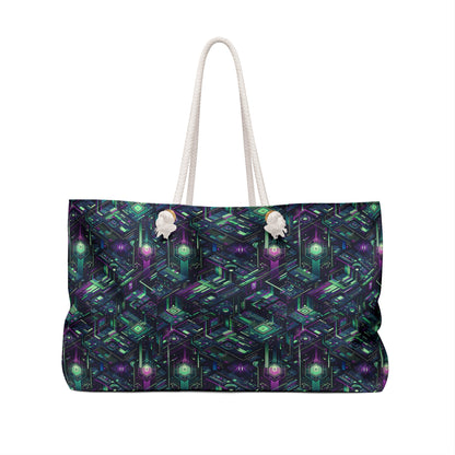 Tech Noir Aesthetics Tech-Forward Urban Dystopia Weekender Bag - 8404 Design-43