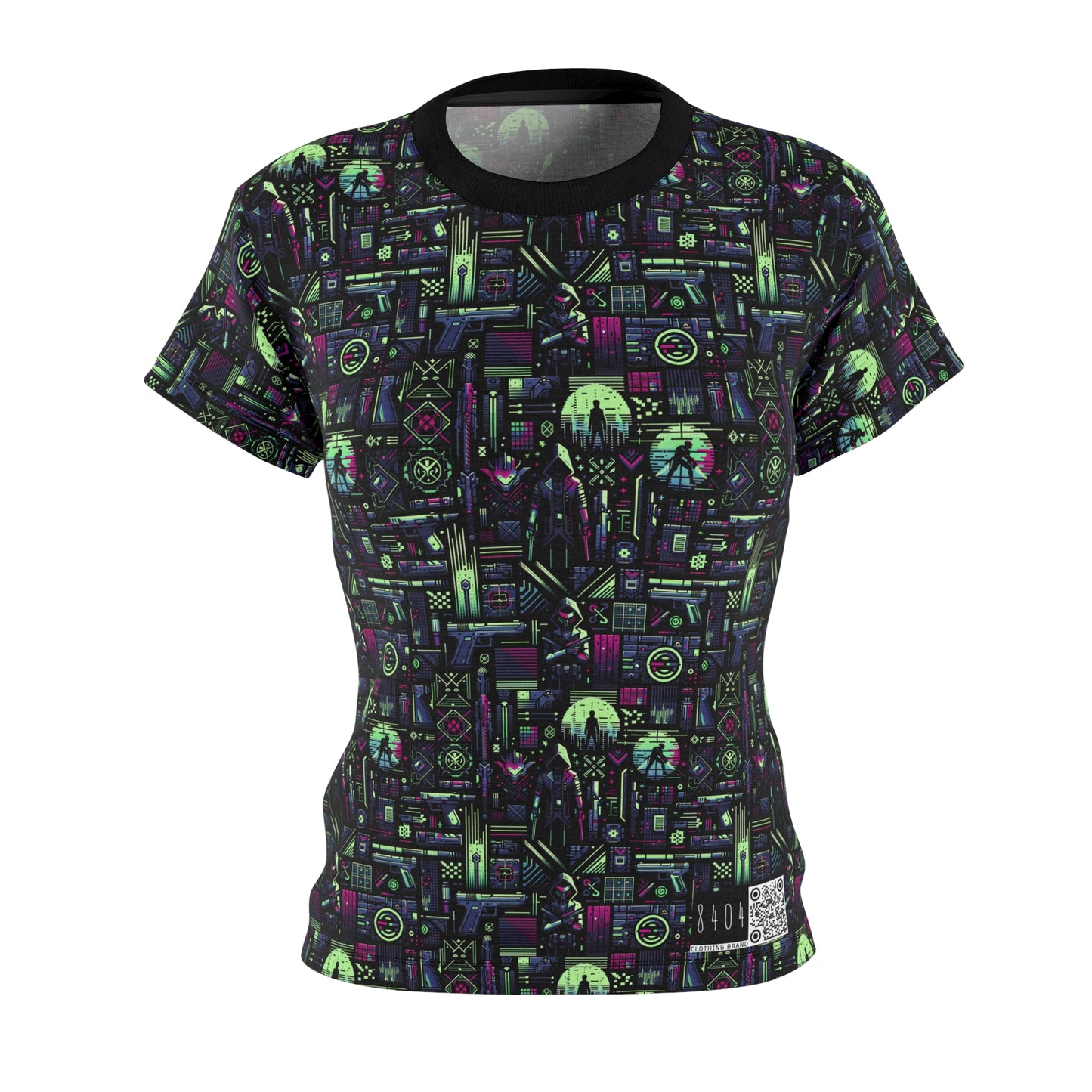 Tech Noir Futuristic Cyberpunk Women's Cut & Sew Tee - 8404 Design-63