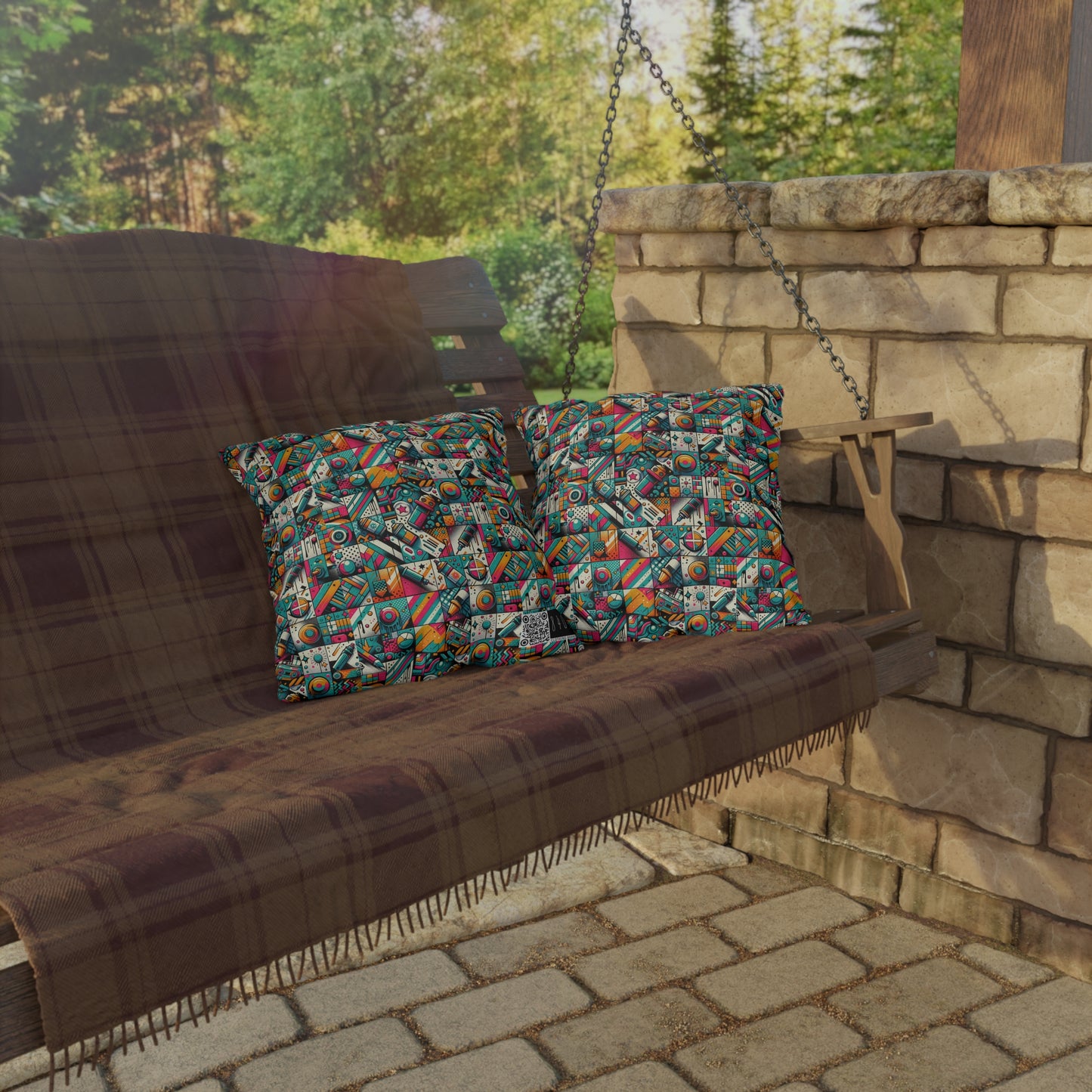 Graffiti Fusion Modern Street Art Fusion Outdoor Pillow - 8404 Design-58