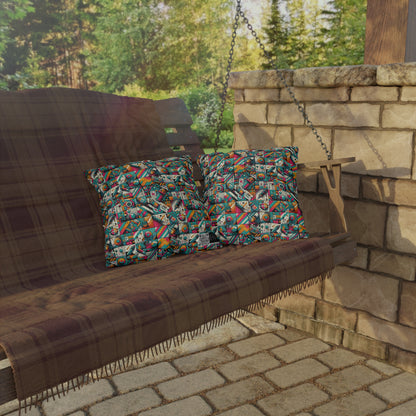 Graffiti Fusion Modern Street Art Fusion Outdoor Pillow - 8404 Design-58