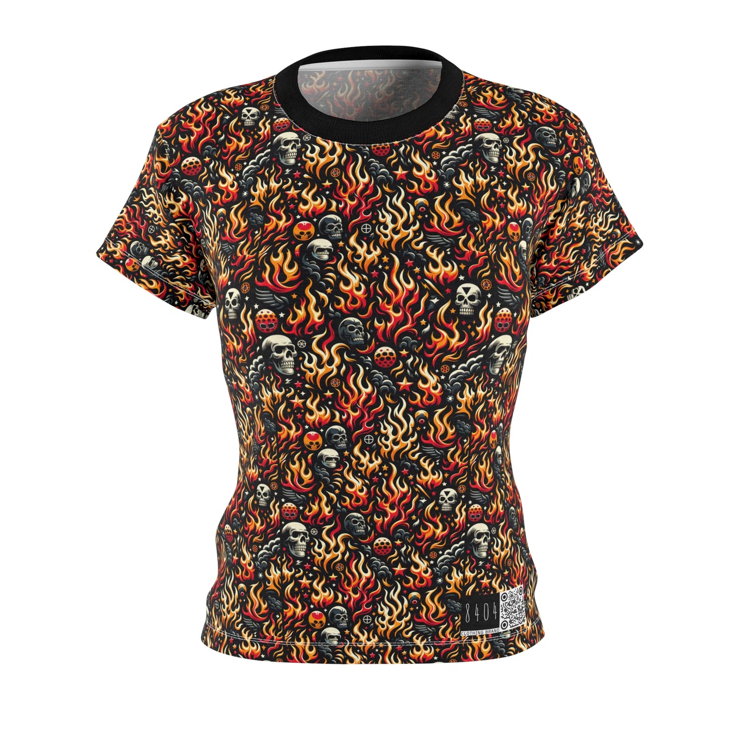 Flame Graphics Maximalist Streetwear Women's Cut & Sew Tee - 8404 Design-76