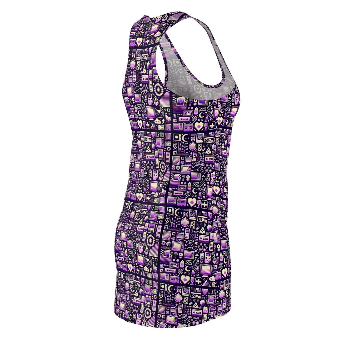 Digital Nostalgia Remix Modern Vintage Fusion Women's Cut & Sew Racerback Dress - 8404 Design-54