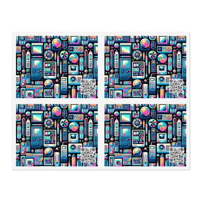 Digital Pop Art Fusion Youthful and Tech-Inspired Sticker Sheets - 8404 Design-73