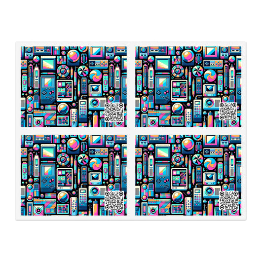 Digital Pop Art Fusion Youthful and Tech-Inspired Sticker Sheets - 8404 Design-73