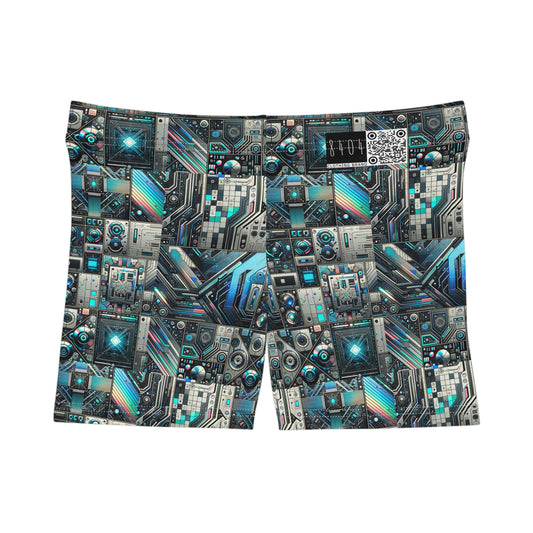 Tech-Infused Futurism Sleek Tech Edge Women's Shorts - 8404 Design-48