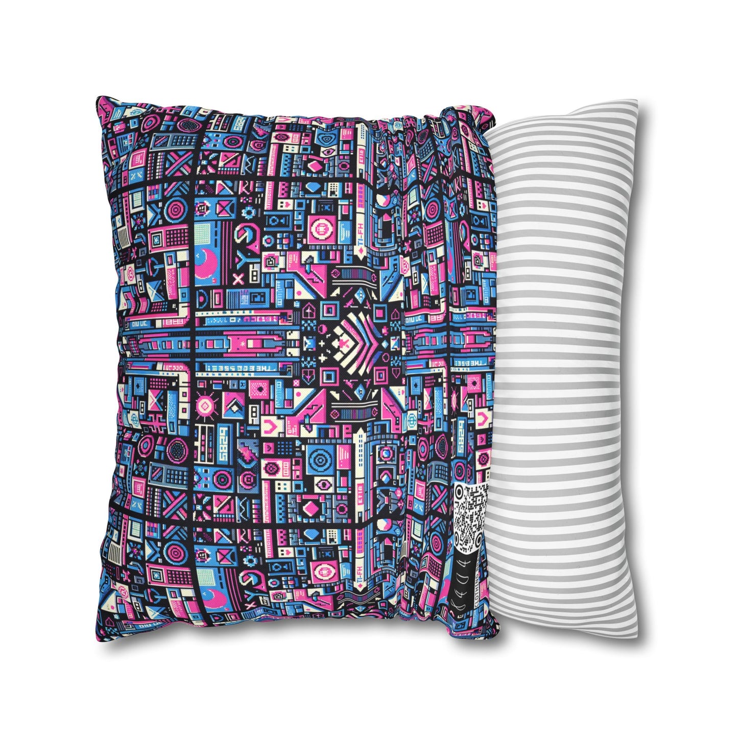 Digital Rebellion Youthful Streetwear with a Rebellious Digital Twist Spun Polyester Square Pillowcase - 8404 Design-65