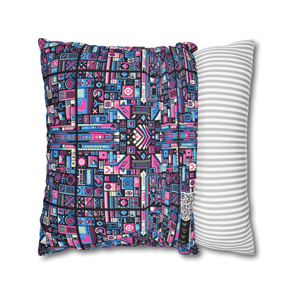 Digital Rebellion Youthful Streetwear with a Rebellious Digital Twist Spun Polyester Square Pillowcase - 8404 Design-65