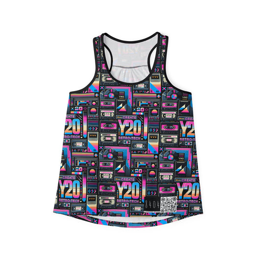 Digital Nostalgia Tech-Inspired Retro Fusion Women's Tank Top - 8404 Design-65