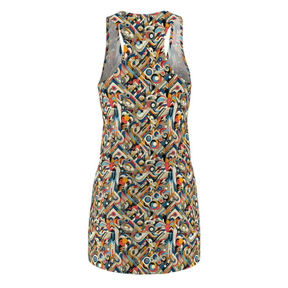 Abstract Graphic Art Modern Artistic Expression Women's Cut & Sew Racerback Dress - 8404 Design-62