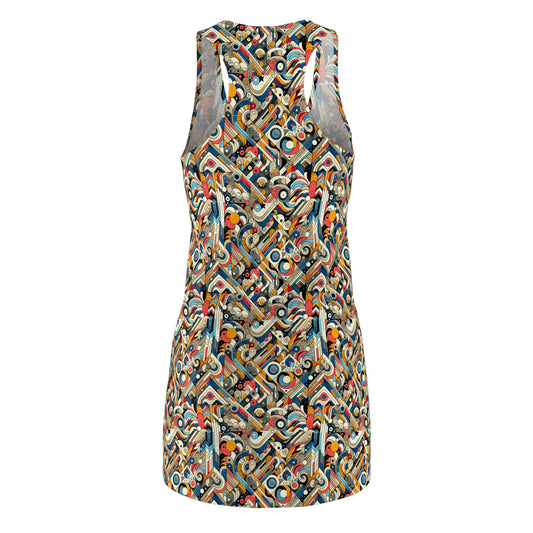 Abstract Graphic Art Modern Artistic Expression Women's Cut & Sew Racerback Dress - 8404 Design-62