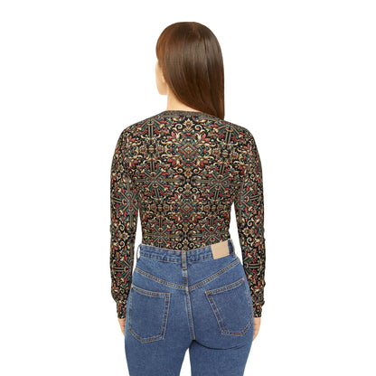 Streetwear Renaissance Artistic Clash of Old and New Women's Long Sleeve V-Neck Shirt - 8404 Design-46