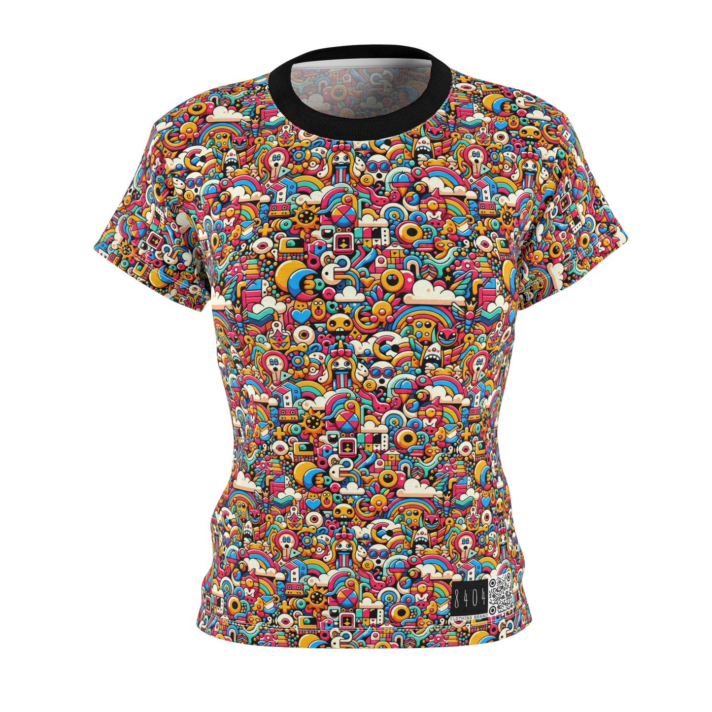 Neon Pop Playful Pop Culture Mashup Women's Cut & Sew Tee - 8404 Design-62