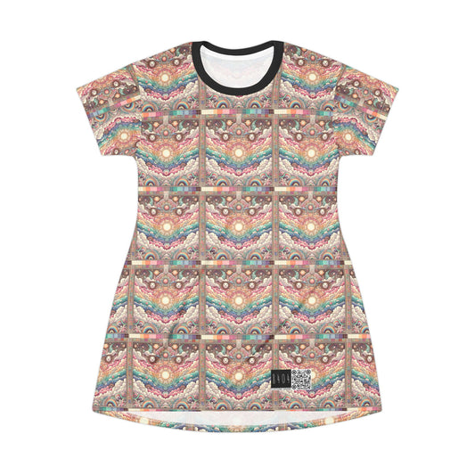 Digital Dreamland Whimsical and Nostalgic Streetwear With a Digital Twist T-Shirt Dress - 8404 Design-56