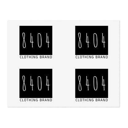 8404 Logo Sticker Sheets - Holographic, Transparent, or White - 6 In. X 4 In. or 11 In. X 8.5 In. - 1 Sheet of 4 Stickers