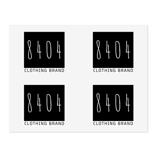 8404 Logo Sticker Sheets - Holographic, Transparent, or White - 6 In. X 4 In. or 11 In. X 8.5 In. - 1 Sheet of 4 Stickers
