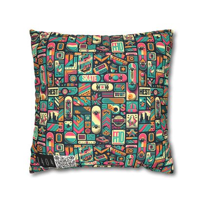 Skate Culture Revival Urban Retro Cool Faux Suede Square Pillowcase - 8404 Design-61