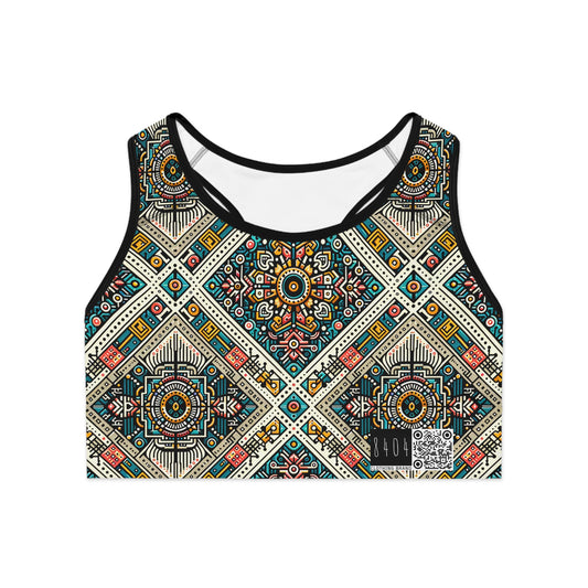 Cultural Fusion Tech Blend of Cultural Heritage With Tech-Inspired Elements Sports Bra - 8404 Design-64