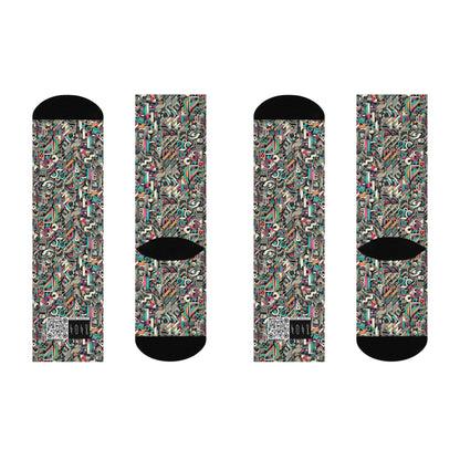 Digital Street Art Urban Street Style Cushioned Crew Socks - 8404 Design-74