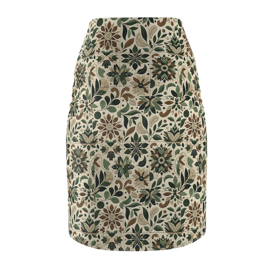 Streetwear Sustainability Environmentally Conscious Streetwear with a Natural Aesthetic Women's Pencil Skirt - 8404 Design-56