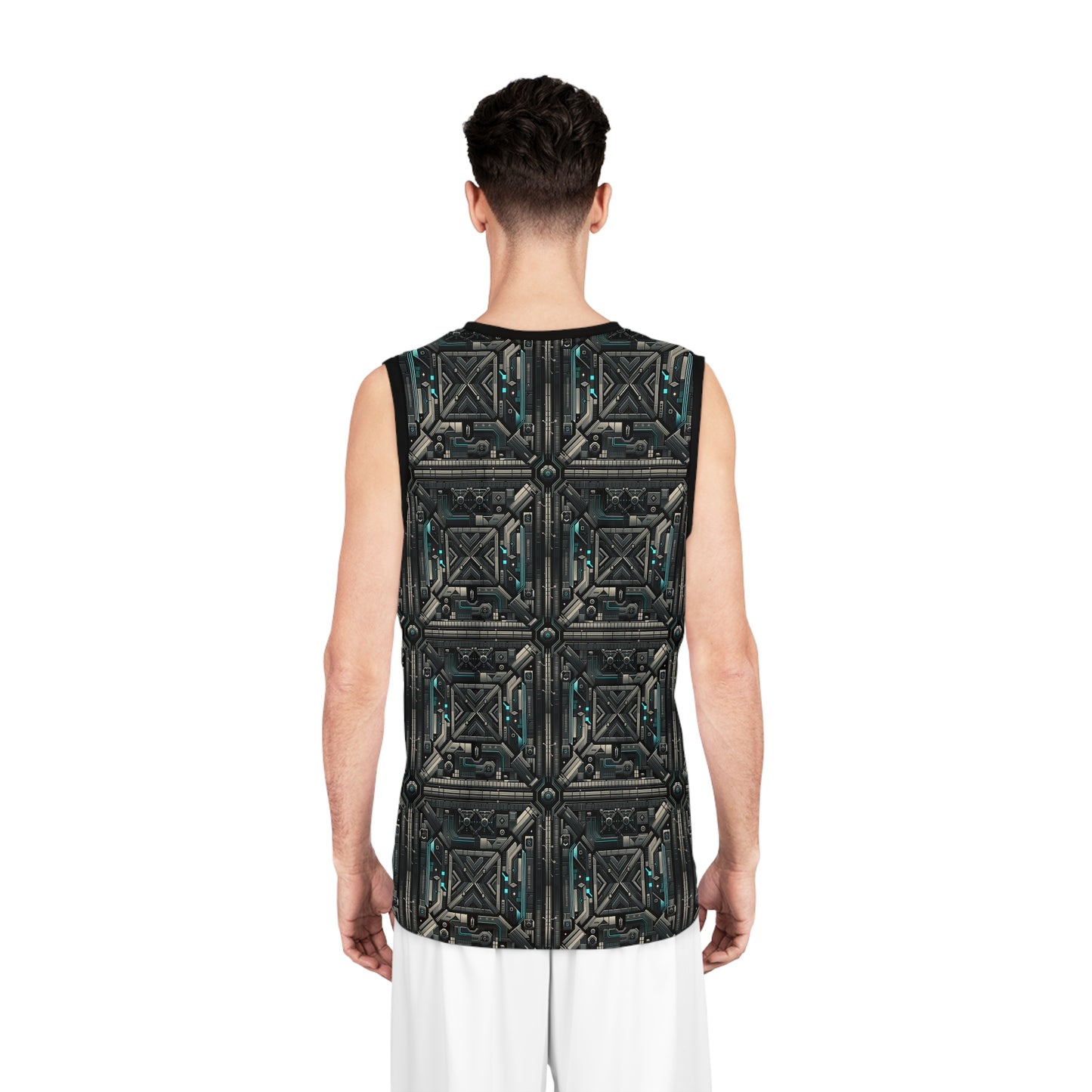 Tech Noir Futuristic Tech Aesthetic with a Dark Twist Basketball Jersey - 8404 Design-59