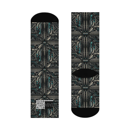 Tech Noir Futuristic Tech Aesthetic with a Dark Twist Cushioned Crew Socks - 8404 Design-59