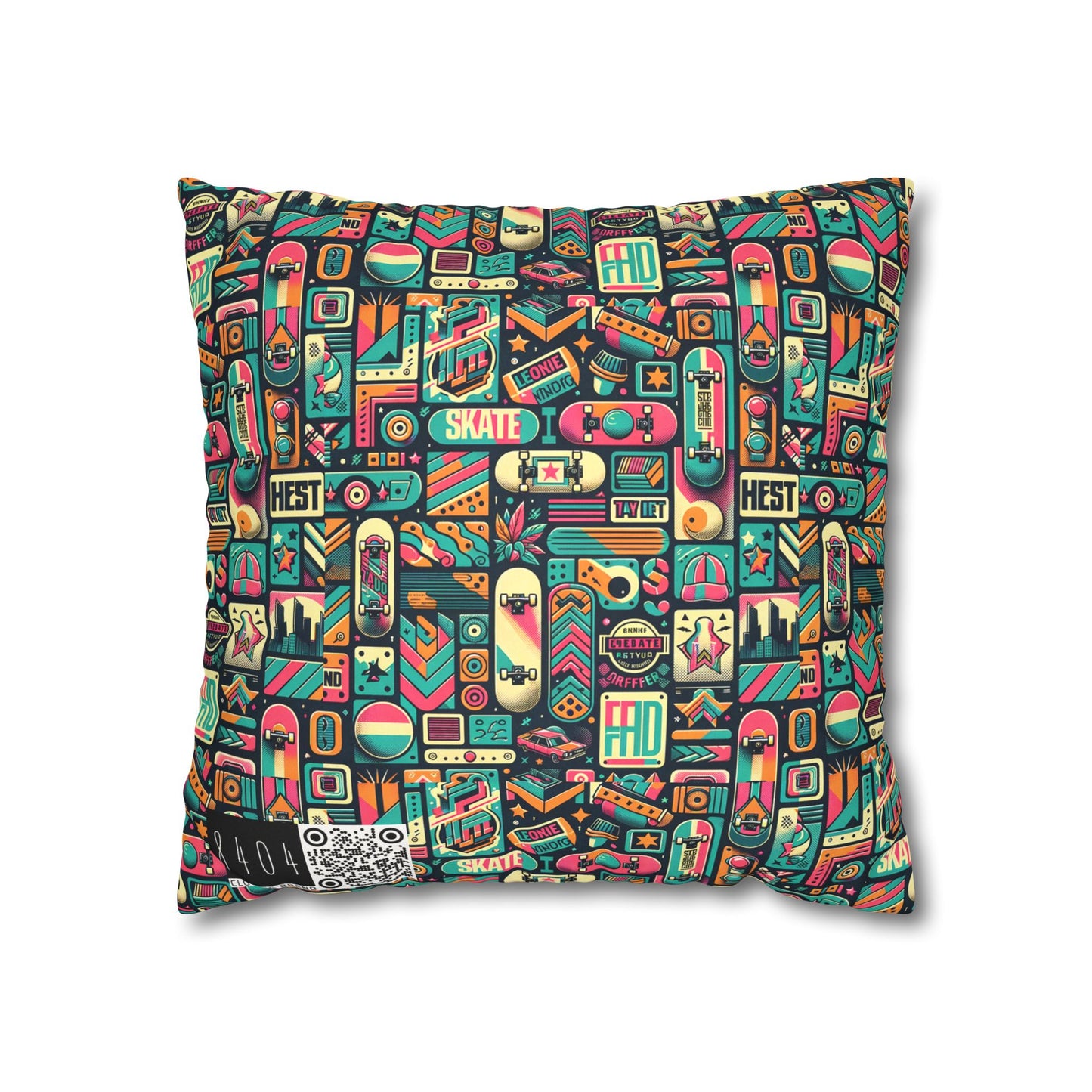 Skate Culture Revival Urban Retro Cool Faux Suede Square Pillowcase - 8404 Design-61