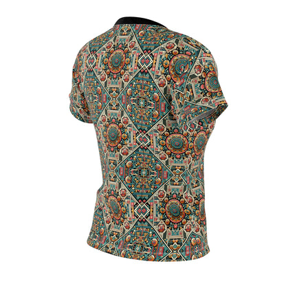 Cultural Fusion Tech Blend of Cultural Heritage With Tech-Inspired Elements Women's Cut & Sew Tee - 8404 Design-74