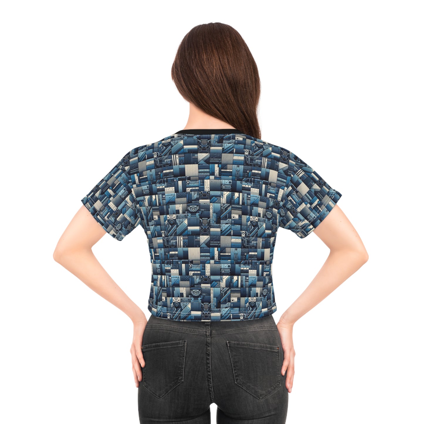 Tech-Inspired Utility Tech-Forward Streetwear With Utilitarian Edge Crop Tee - 8404 Design-44