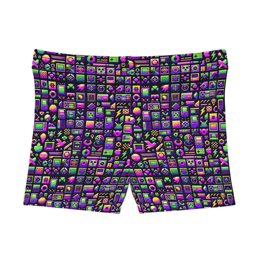 Digital Nostalgia Remix Modern Vintage Fusion Women's Shorts - 8404 Design-49