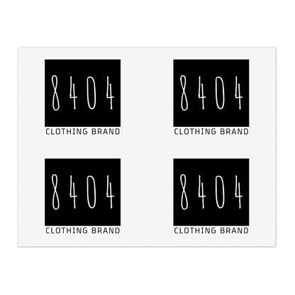 8404 Logo Sticker Sheets - Holographic, Transparent, or White - 6 In. X 4 In. or 11 In. X 8.5 In. - 1 Sheet of 4 Stickers