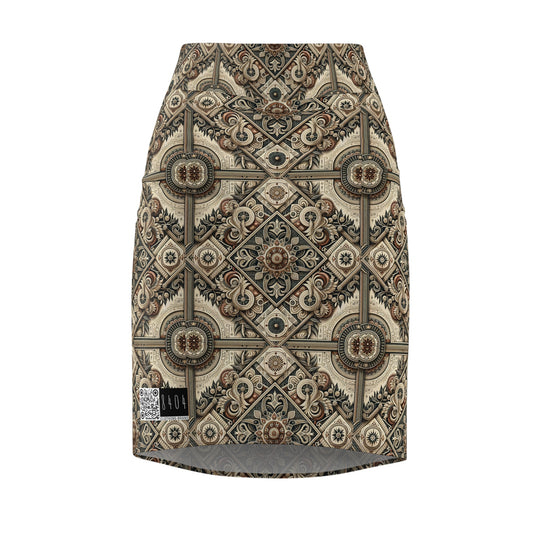 Graphic Workwear Capsule Artisanal Workwear Fusion Women's Pencil Skirt - 8404 Design-61